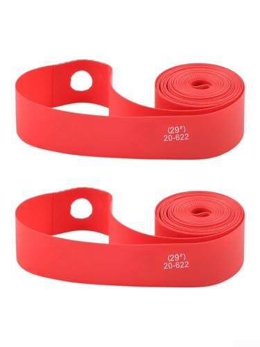 Cinta de goma de PVC de 10 m para ruedas de bicicleta, resistente al desgaste, para neumáticos de fácil instalación, color rojo, paquete de 2 (29 rojos)