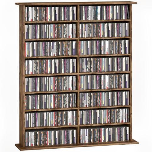 HOMCOM 720 CD/396 DVD Estantería 12 estantes ajustables, Marrón Rústico