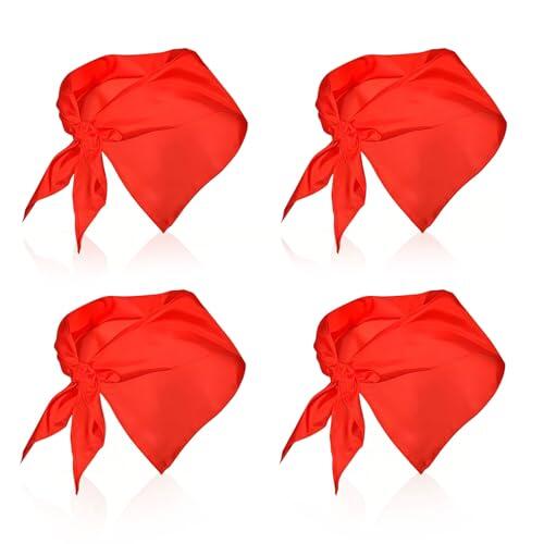 AHEJIOO Pañuelo rojo san fermin 4 Piezas de 1,2 m, Pack Triangular Grande para Fiestas Populares y Eventos, san fermin Accesorio Rojo para Cuadrillas Peñas Comparsas Celebraciones Tradicionales