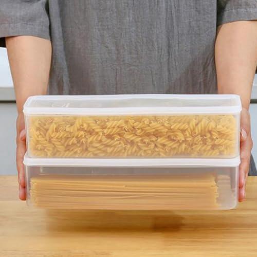 Bamjour Contenedores de Almacenamiento de Pasta Contenedores Herméticos de Almacenamiento de Alimentos con Tapas para Organizar la Despensa, Ideal para Espaguetis, Lasaña y Fideos, Plástico