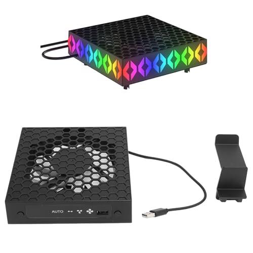 Plyisty Ventilador de Refrigeración para Serie X, Control Inteligente de Temperatura Modo Automático con 3 Velocidades Manuales 1300 1500 1800 RPM, de Iluminación RGB y Soporte para