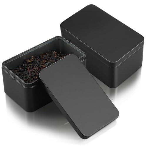 Cabilock 2 Piezas Caja Rectangular de Hojalata para Té y Galletas, Pequeña Lata de Metal con Cierre Hermético y Diseño Elegante Adecuado para Cocina y Viajes 13x8x6 Cm