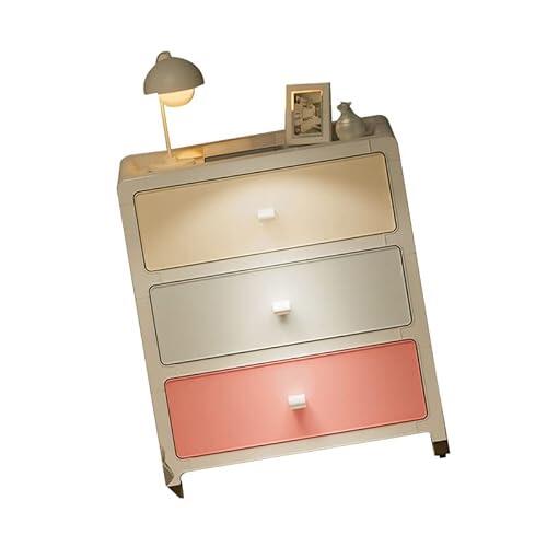 SUNGOOYUE Gabinete de Almacenamiento, Mesa Auxiliar con Cajones Multicapa de Gran Capacidad con Material Plástico PP, Fácil de Montar, para Dormitorio, Oficina, Sala de Estar (3 capas)