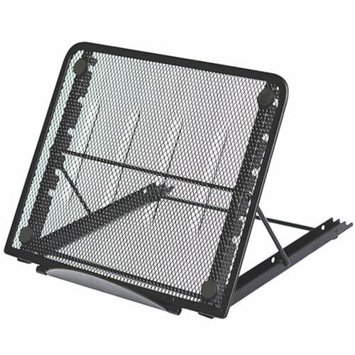 Housoutil Soporte Ajustable y Uso Ergonómico de Metal para Portátil y Tableta Negro, y Plegable 6 Niveles para Dibujo en Escritorio