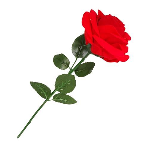 kesurpae Caja de regalo de joyería romántica con caja de anillo de terciopelo de rosa roja, propuesta de aniversario de boda, de anillo de rosa roja de Acción de Gracias para