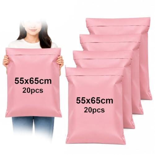 XRXYMQ - Bolsas de envío (55 x 65 cm, 20 unidades), color rosa | Embalaje Paquete Vinted Resistente, Sobre De Plástico Expedition, Autocierre, Impermeable, Textiles, Zapatos, Cajas
