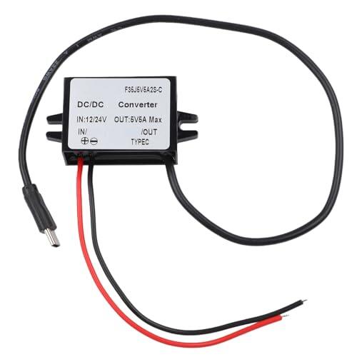Convertidor CC-CC de 12 V 24 V a 5 V USB C 25 W 5 A módulo reductor IP68 impermeable con protección de polaridad inversa para coche para cámara de salpicadero GPS