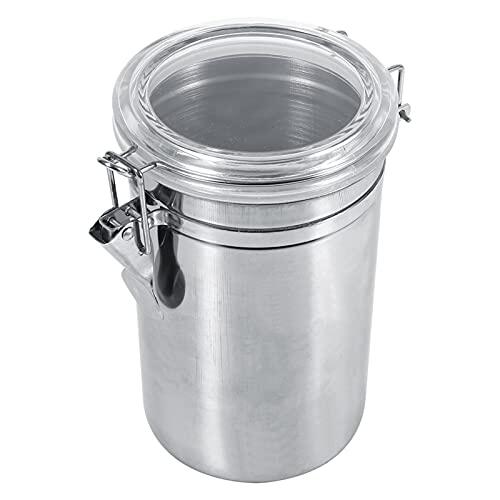 Contenedor de Almacenamiento de Alimentos de Acero Inoxidable, 4 Tamaños, Botella de Almacenamiento de Cocina, Bote de Alimentos con Tapa Transparente y Cerrojo para Azúca (SG)