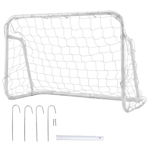 GYMAX Portería de Fútbol para Niños, Mini Portería de Metal Ligera, Portátil y Resistente, Equipo de Entrenamiento para Jardín, Patio, Playa, Jóvenes Deportistas, 121 x 60 x 80 cm