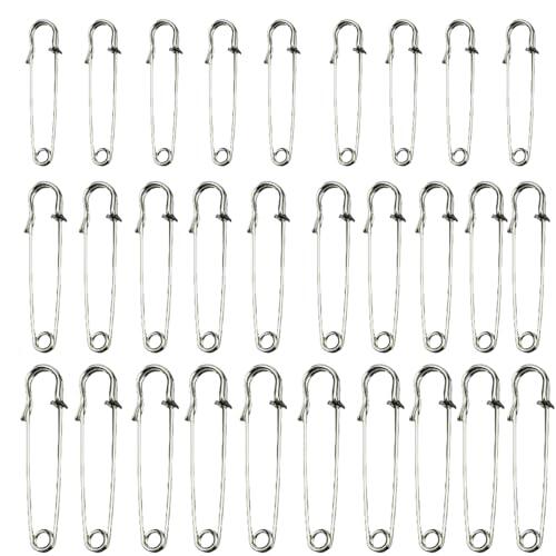 Juego de 30 alfileres de seguridad de metal resistente con cierre de seguridad para costura, manualidades, ropa (50 mm, 60 mm, 70 mm)