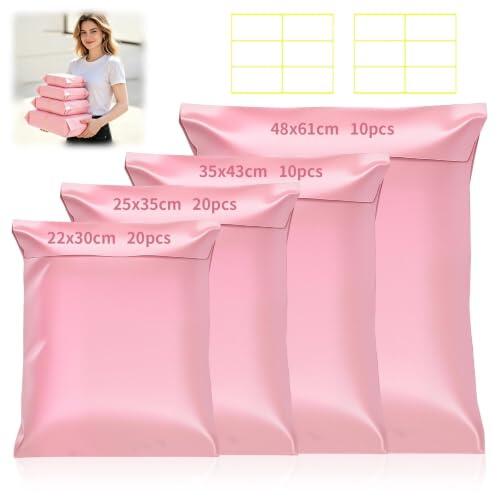 60 Piezas Bolsas para Envíos, 4 Tamaños Sobres Envíos Vinted, Autoadhesivas Bolsas Sobres Correo Plástico, Impermeable Paquetes Ropa Embalaje, Opaco, para Paquetería, Ropa, Regalos y Documentos