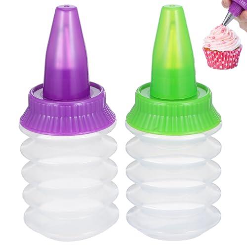 BESTOYARD Fácil de Almacenar y Usar 2 Botellas de Plástico Reutilizables Material PP Color Aleatorio para Glaseado de Galletas para Decorar Pasteles y Repostería