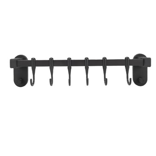 ASHATA Estante para Utensilios de Cocina, Barra Colgante Adhesiva de Acero Al Carbono, Fácil Instalación para Pared, Diseño Espacioso para Tapas de Ollas, Espátula y Cuchara (Plata Negro 30 cm /