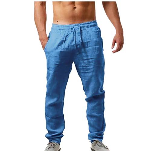 Genérico Pantalones De Chándal Hombre, Pantalones Elasticos Elásticos Color Liso Transpirables De Lino Holgados E Informales
