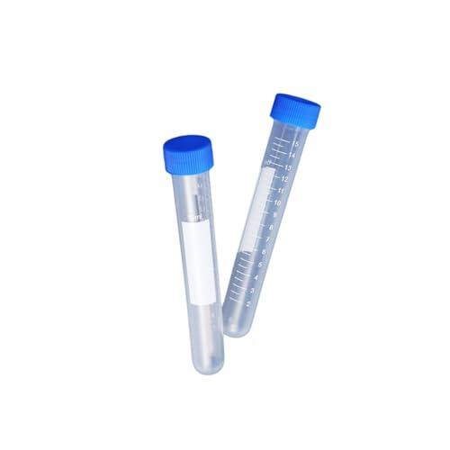 GRADENEVE 50 Pcs Tubos de Centrífuga de Plástico de 15 Ml con Fondo Redondo y Escala Graduada, Alta Transparencia para Almacenamiento y Muestras en Laboratorio