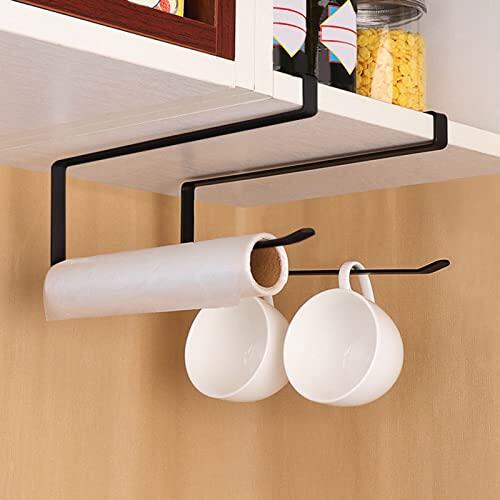 Fafeicy Soporte para Toallas de Papel de Acero, Estante de Papel en Rollo Colgante para Organizador de Almacenamiento de Gabinete de Cocina, Hecho de Acero de Primera Calidad, Instalación Resistente y