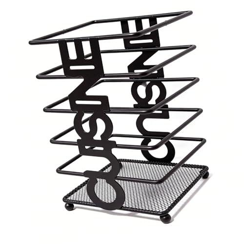 ASHATA Escurridor de Utensilios Negro Mate Elegante Soporte para Cubiertos de Metal para Encimera Ordenada 6,3x3,9x3,9 Pulgadas (Cuadrado con Letras)