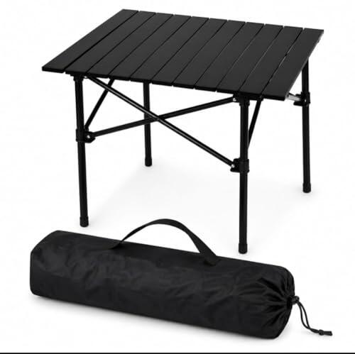 e-NAYA Mesa Camping Plegable compacta y Resistente hasta 70 kg – Mesa 54 * 50 * 50 portátil Ligera con Montaje rápido en 20 Segundos y Bolsa de Transporte para Playa, Picnic, Camping y Caravana