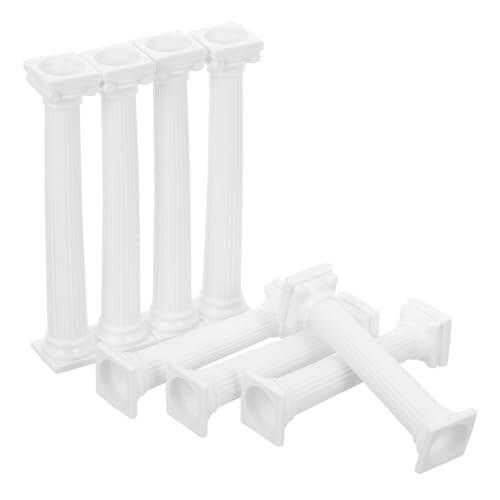 Zerodeko 8 Piezas Juego de Pilares para Tartas Diseño Vintage de Columna Romana en Plástico Blanco, Soporte y Separador de Niveles Adecuado para Bodas y Celebraciones