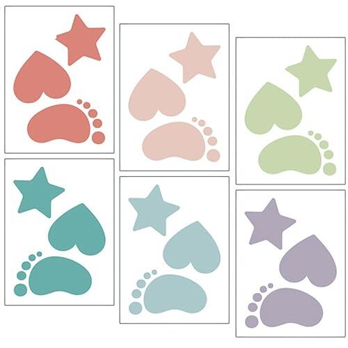 SECFOU 6 Hojas de Pegatinas Adhesivas Antideslizantes para Bañera y Suelo de Baño Diseño de Dibujos Animados, Material PVC Removible y Seguro