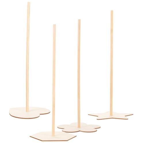 MAGICLULU Soporte para Donas de Madera Khaki, 4 Piezas, Diseño Simple y Estable, Adecuado para Bodas y Fiestas Infantiles