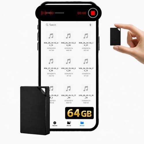 Grabadora de Voz Espía 64 GB, Activación por Voz y Audio HD con DSP 5.0