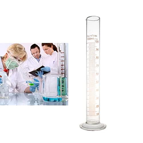 Probeta medidora de plástico de 100 ml, herramienta de medición de líquidos para química, cocina, cristal grueso, transparente, graduado