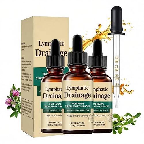 3 piezas Linfático Gotas - Apoya la Absorción del Sistema Inmunológico - Equilibrio y Bienestar - para Lipedema, Piernas Cansadas y Presoterapia | 59 ml