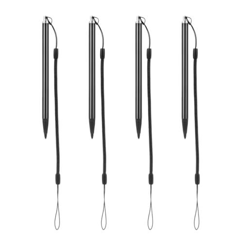 Cabilock 4 Piezas Lápiz para Pantalla Táctil Resistivo con Resorte, Diseño Negro, Control Preciso y Anti-pérdida, Adecuado para Dispositivos de Juego y Navegación