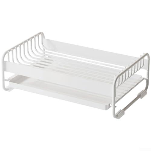 Jabonera de acero inoxidable para encimera de baño con placa de drenaje extraíble, base de silicona antideslizante, acero al carbono, 14 x 8,7 x 4,8 cm de ancho (almacenamiento blanco)