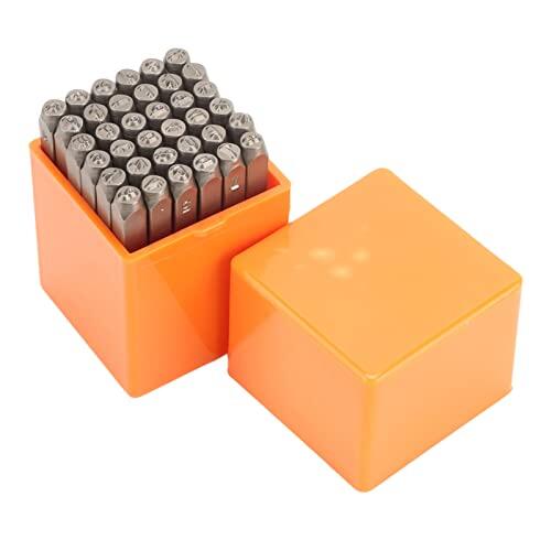 36 sellos metálicos de letras y números, juego de sellos metálicos de acero al carbono, sellos de letras de 1,2 pulgadas para marcar cuero, madera y joyería, incluye caja de