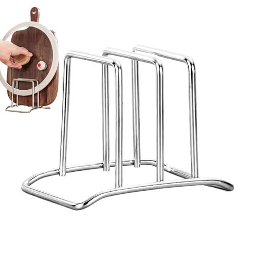 Yhsioaklo Soporte para tabla de cortar de acero inoxidable, resistente, doble , compacto y organizador de tabla, estante extra resistente a la corrosión, para armario de cocina, estante de