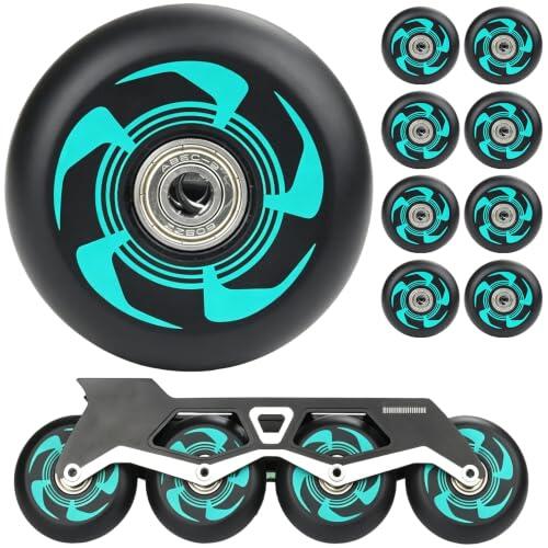 8 Ruedas para Patines en Línea 76 Mm con Rodamientos de Bolas ABEC-9