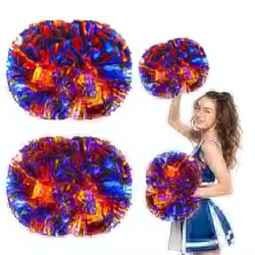 Pompones de porristas (10 piezas) con asa, ideales para equipos deportivos,fiestas de baile y adultos. Pompones deportivos ideales para cualquier juego. (Bronce y Azul)