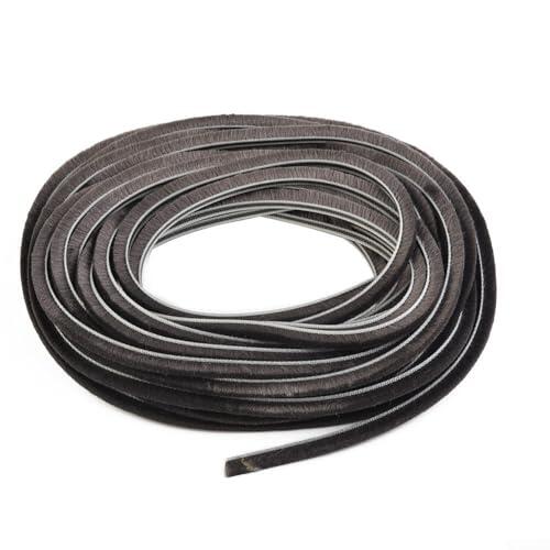 Burlete de 10 m, tira de sellado de cepillo de 5 mm x 6 mm, resistente al viento e insonorizado para puertas correderas, ventanas, marcos y armarios