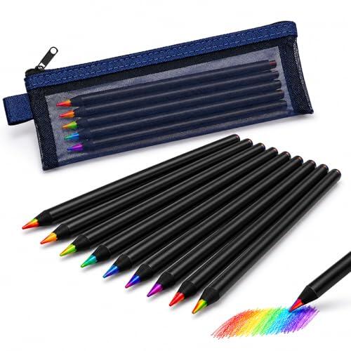 ZMaglorian Lot de douze crayons multicolores aux teintes arc en ciel mine souple corps en bois résistant outil artistique pratique adapté aux travaux de dessin loisirs créatifs et choix de présent