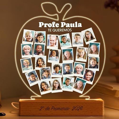 Transparent Gift Lámpara Manzanas Personalizada para Profesores. Lámpara Decorativa Escolar con Nombres de Alumnos. Regalo Original Fin de Curso. Regalos Personalizados para Profesores.
