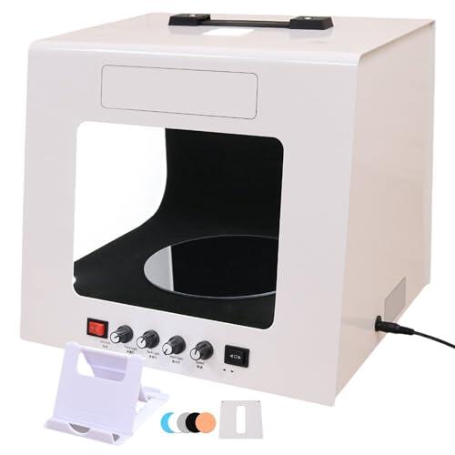 Mini caja de luz para estudio fotográfico con tocadiscos automático de 360°, tienda de campaña profesional regulable con 4 LED + 5 fondos para joyas, cosméticos, coleccionables
