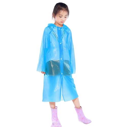 2026 Chubasquero Poncho Impermeable Grueso con Botones de Color Liso para niños y niñas, Primavera, Verano otoño Amazon ES (Blue, One Size)
