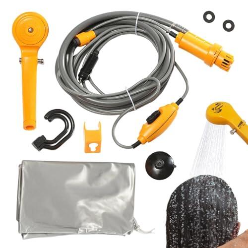 Ducha portátil – Bomba eléctrica multifunción de 12 V, de lavado recargable al aire libre | Accesorio de viaje para senderismo, playa, accesorio de viaje, compañero ligero de lavado de