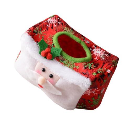 Fundas de tela para cajas de pañuelos de Navidad, fundas de caja de pañuelos de Papá Noel, soporte de papel portátil para decoración de escritorio de celebración