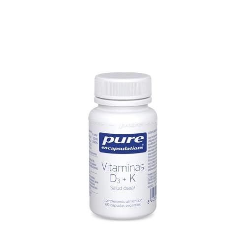 Pure Encapsulations Vitamina D3 + K Completa 60 Cápsulas Vegetales | Vitamina D3 con K1 y K2 | Ayuda a la Absorción de Calcio | Salud Ósea y Mantenimiento de los Huesos | Apto Vegetarianos