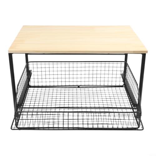 BEAZOOM Soporte compacto para microondas con cesta de almacenamiento inferior, carrito de cocina móvil para espacios pequeños, estante de marco de metal resistente, blanco y negro (negro)