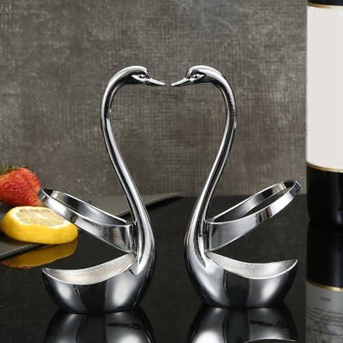 Annadue Soporte para Cuchara y Tenedor de Cisne de Aleación de Zinc, Estante para Cubiertos, Estantes de Almacenamiento de Vajilla para Cocina de Restaurante y Hotel