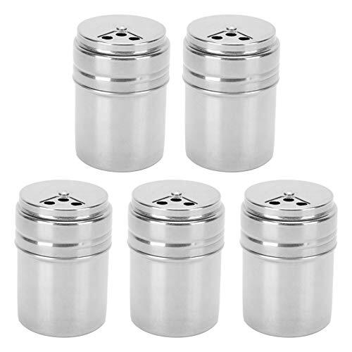 Annadue Botella de Condimento de 5 uds., Coctelera de Especias de Acero Inoxidable con Tapa Giratoria, Utensilio de Cocina para Barbacoa
