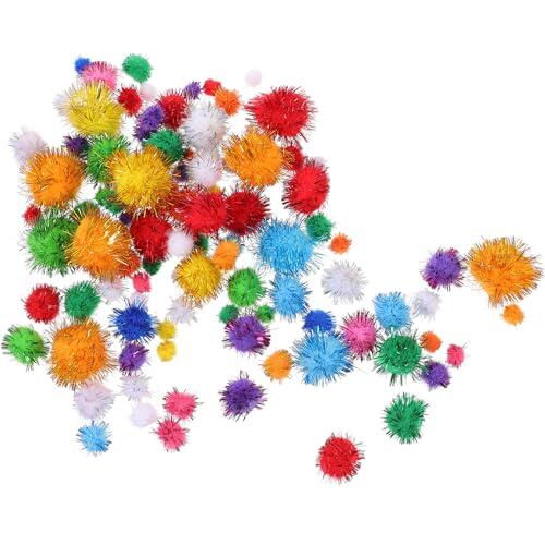 CRAFTHROU Pompones para Bricolaje 300 Unidades en Colores Variados y Tamaños Mixtos, Bolas Decorativas para Manualidades, Ropa y Juguetes, Ideales para Actividades Varios estilos