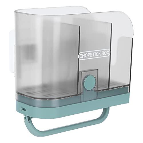 Qcwwy Estantes de Almacenamiento Estante de Montaje en Pared Organizador de Palillos de Mesa con Ganchos Giratorios Bandeja de Goteo Desmontable Utensilios de Cocina Adecuado para Almacenar Cuchillo,