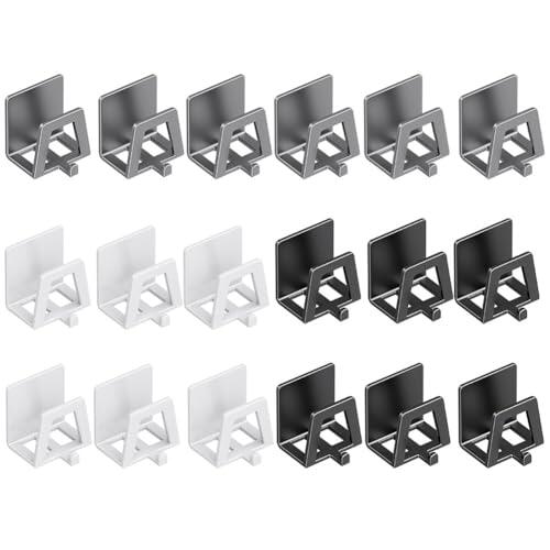 Getdoublerich Soporte de esponja de acero inoxidable para fregadero de cocina, estante de drenaje autoadhesivo con rejilla abierta para esponjas y cepillos, sin taladrar, negro, paquete de 6