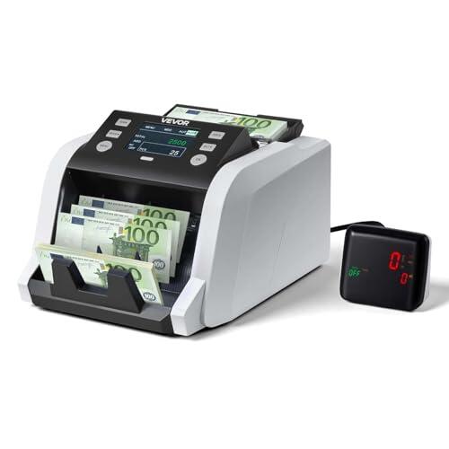 VEVOR Contadora de Billetes, 1200 Billetes por Minuto, Máquina de Contar Dinero con Pantalla LCD, Detección de Falsos, Función de Totalización, Denominación Mixta, para Tiendas Bancos Restaurantes