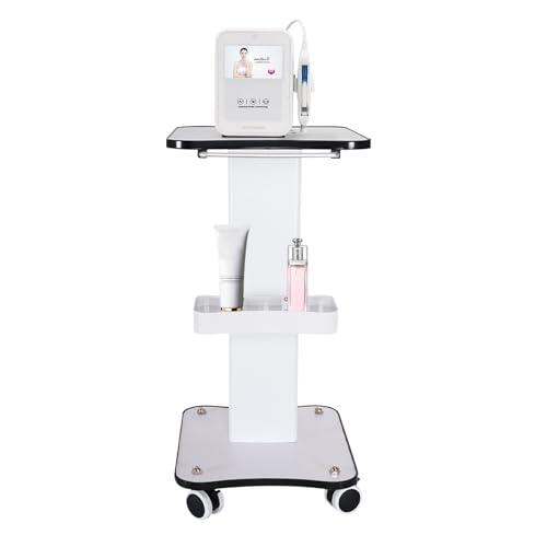 Quarteen Carrito de metal con ruedas, carrito de cosméticos, madera y metal, capacidad de carga de 88 libras, para cocina, oficina, salón de belleza, móvil y estable, 34 x 38 x 69 cm